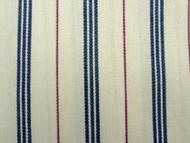 TICKING STRIPE FABRIC CREAM NAVY WINE PER 2.5 METRE