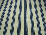 EXTRA WIDE UPHOLSTERY TICKING FABRIC BLUE CREAM STRIPE per 2.5 metres